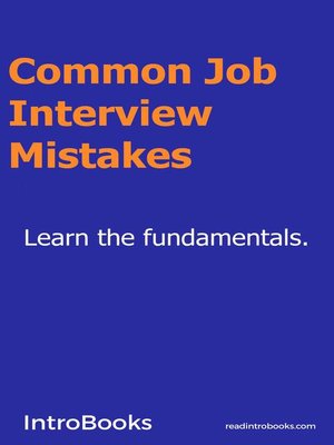 cover image of Common Job Interview Mistakes
